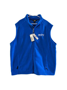 Core 365 Bright Blue Fleece Vest Men’s 2XL, Full Zip with URJ NFTY Logo, NWT